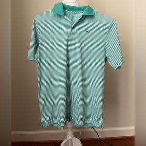 Vineyard Vines Boys Green & White Striped Shirt- XL